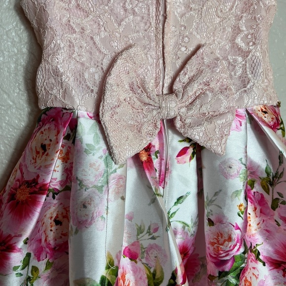 Rare Editions Pink Pleated A-Line Floral Formal Sundress 6X - Picture 6 of 8